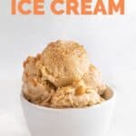 Side shot of a bowl of banana ice cream with the words banana ice cream