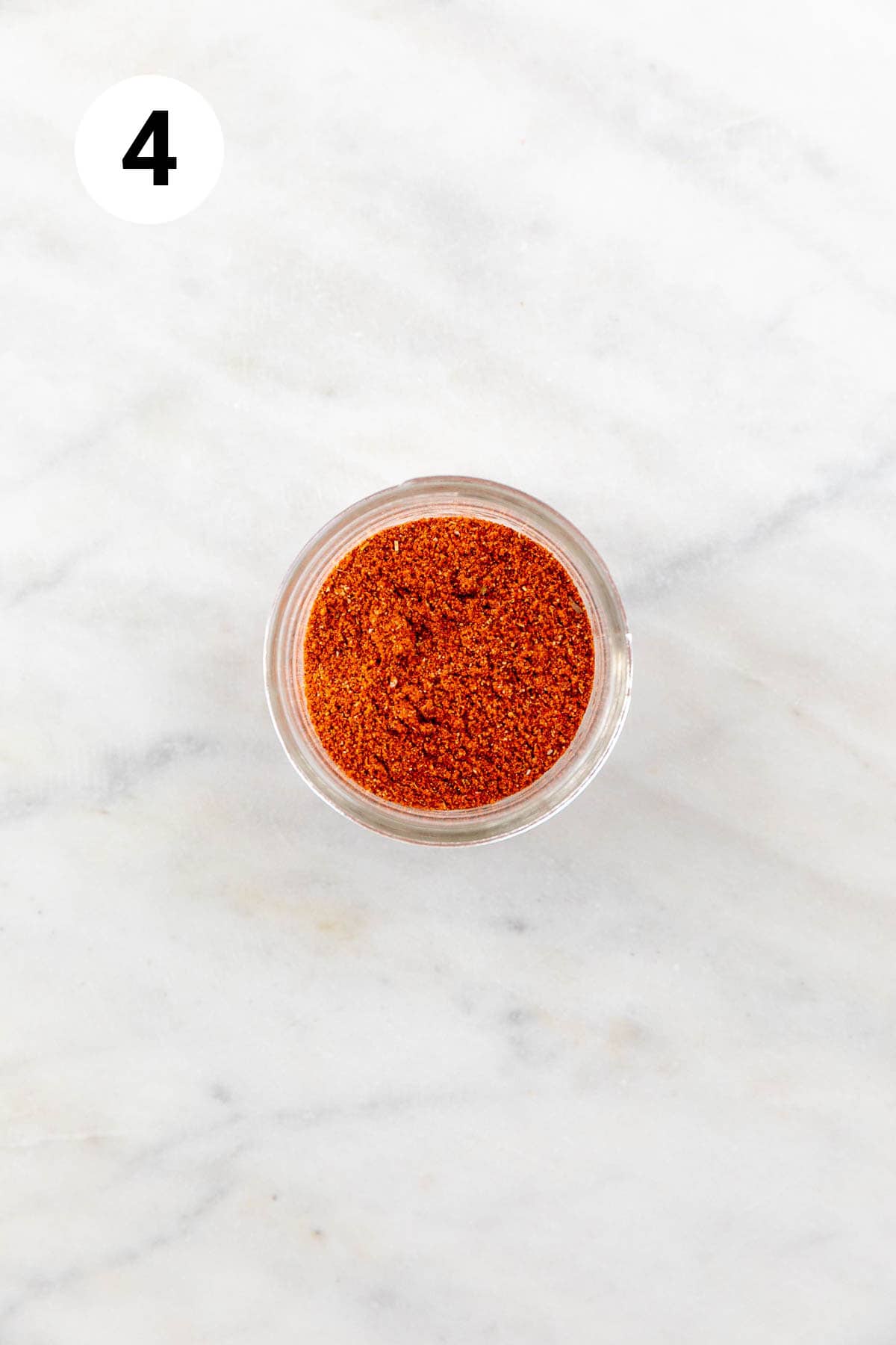 Small jar with homemade chili powder.