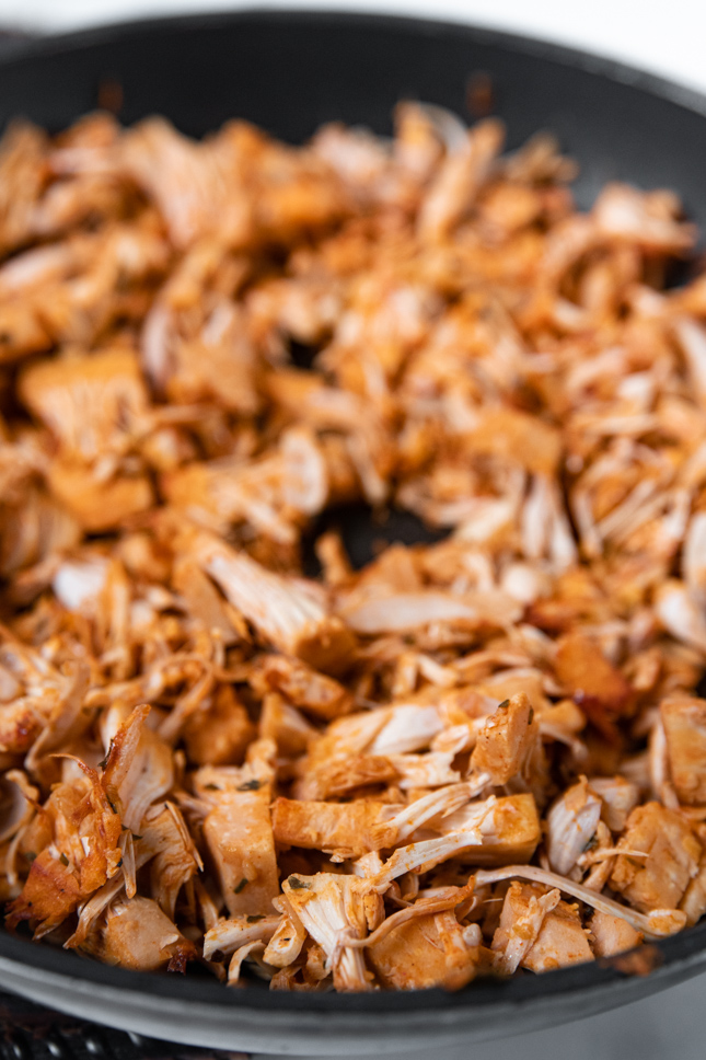 Photo of one of the steps of how to make jackfruit tacos