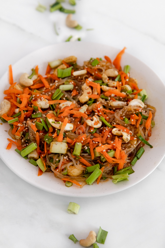 Photo of a plate of kelp noodle salad