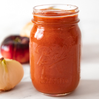 Square photo of a jar of pizza sauce