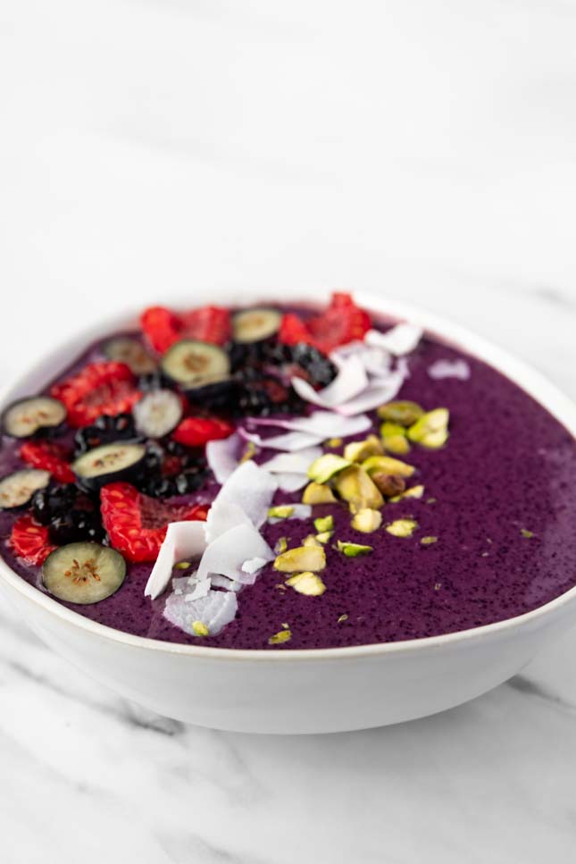 Photo of a smoothie bowl with some toppings