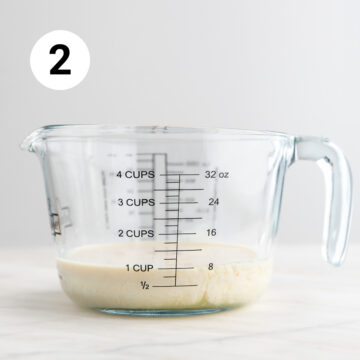 Measuring jar with vegan buttermilk.