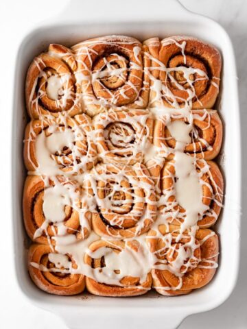 Photo of a plate of homemade vegan cinnamon rolls
