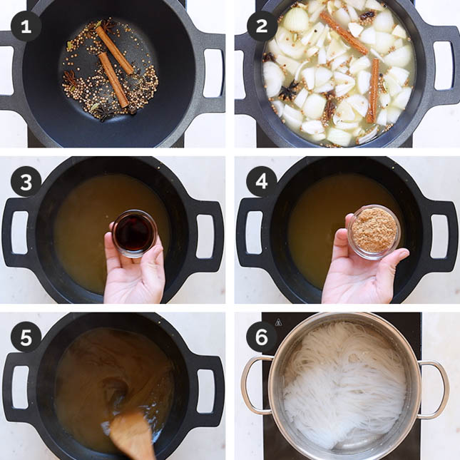 Step by step photos of how to make vegan pho