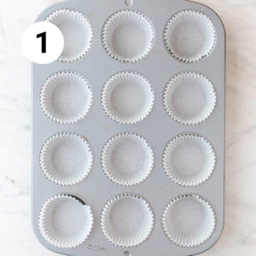 Muffin pan with liners.