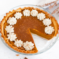 Square photo of a vegan pumpkin pie