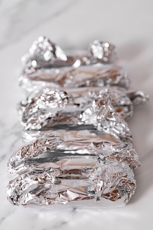 Photo of one of the steps of how to make vegan sausage