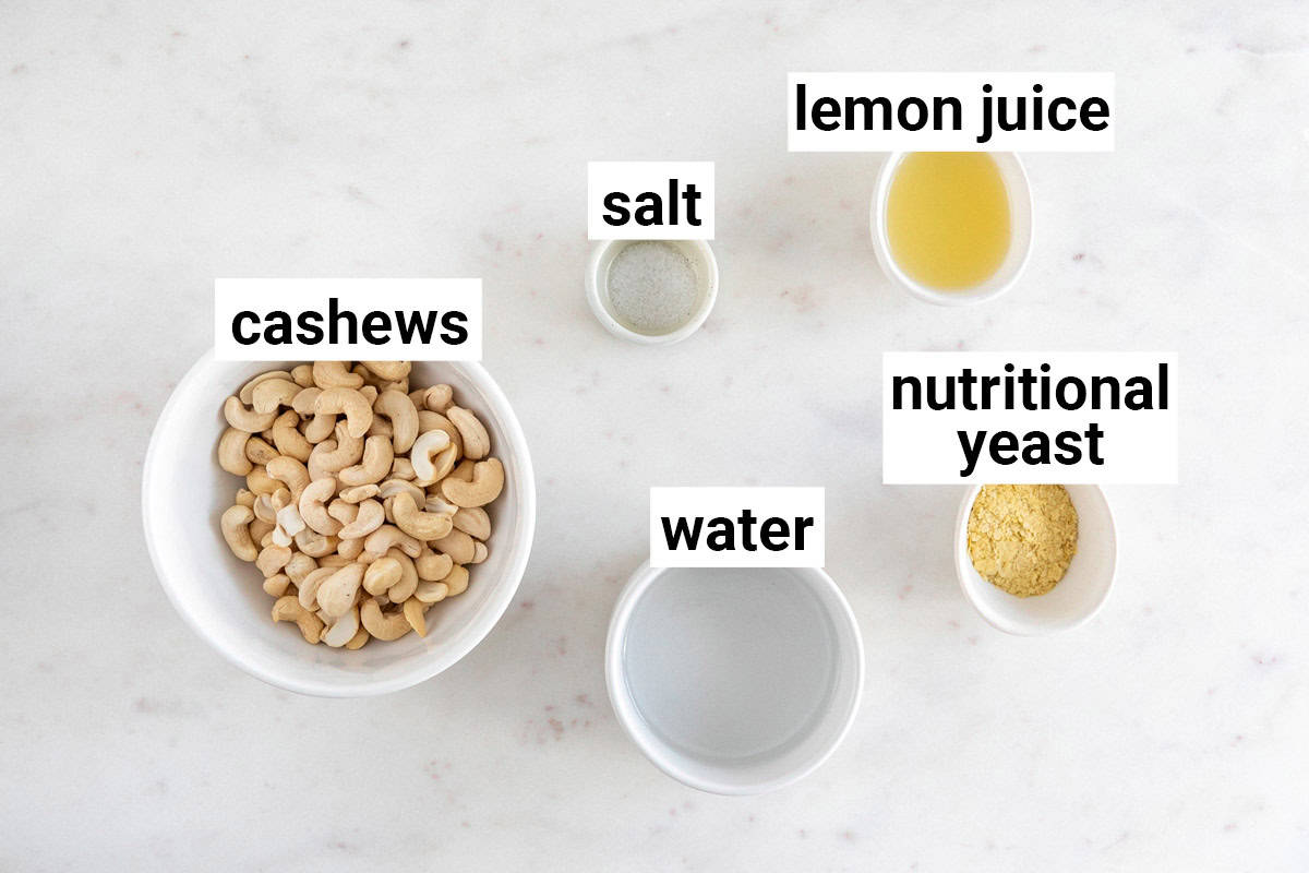 Ingredients needed to make vegan sour cream.